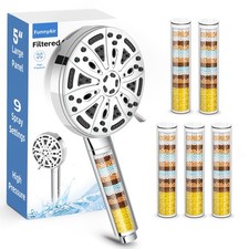 Filtered Shower Head with Handheld, 5 Filters, Hard Water Softener Chrome