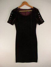 SLNY Dress Womens 6 Velvet Sheath Short Sleeve Embellished Sleeve Burgundy