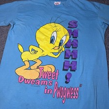 Vintage 90s Looney Tunes Shirt Tweety Bird Night Tee Sleepwear Sleepy Heads