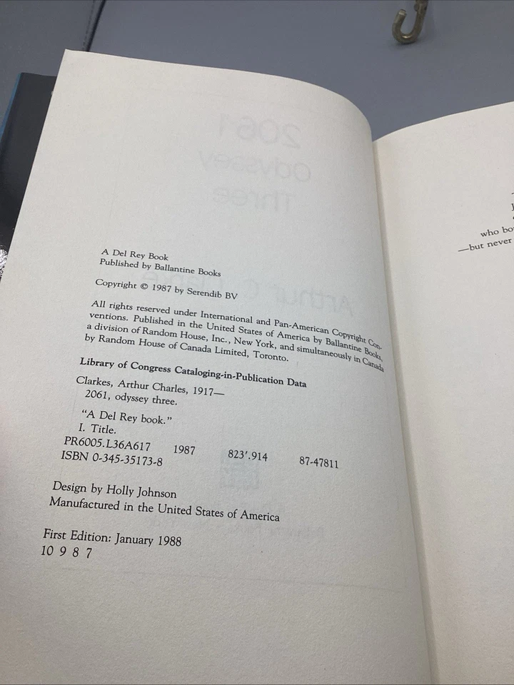 2061: ODYSSEY THREE By Arthur C. Clarke 1ST EDITION & 1st PRINT Sci Fi Series HC - Image 4 of 4
