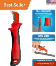 Slim Insulated Cable Slitting Knife with Curved Blade - Ideal for Electricians