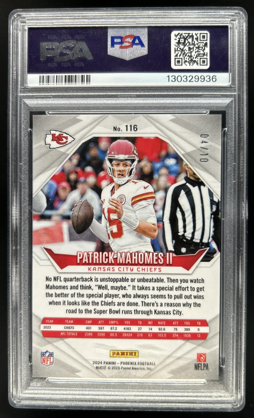 2024 Panini Phoenix Patrick Mahomes II Gold Pandora #/10 Chiefs PSA 10 GEM MINT view 2