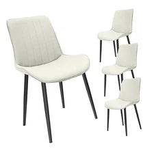 Sleek Black Upholstered Dining Chairs Set of 4 with Comfortable Cushions,