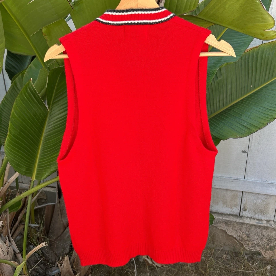 Chaleco Orlon Campus Luxury Line Vintage Años 60 Rojo Negro Blanco Mediano S/M Foto 3 de 3