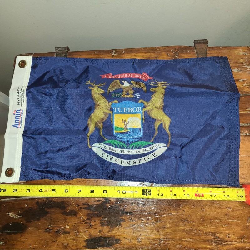 ANNIN FLAG MAKERS MICHIGAN STATE FLAG 19 X 11