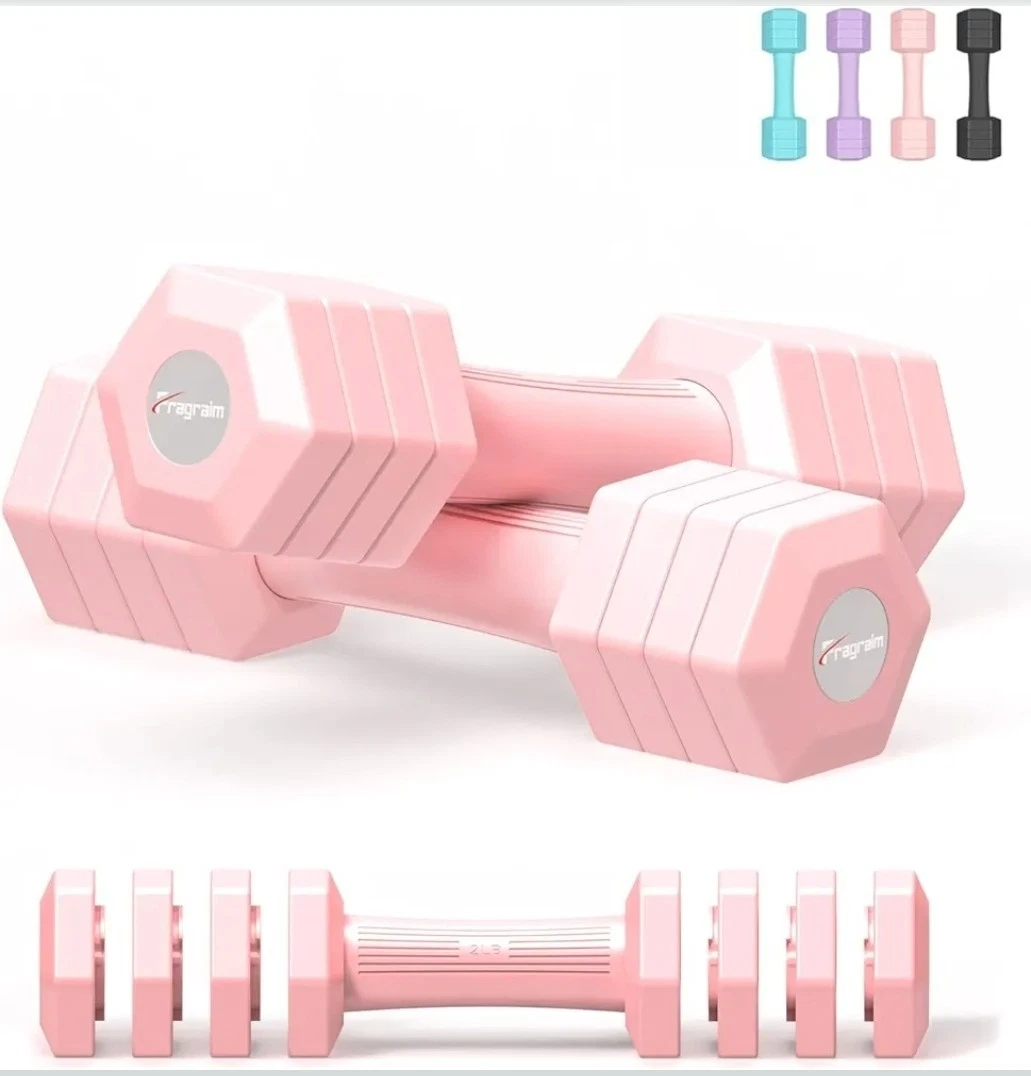 Adjustable Dumbbells Set 4 in 1 Pair 10LB 12LB Hand Weights Home Gym Fitness