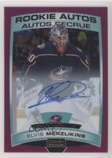 2019 O-Pee-Chee Platinum Rookie Autos Matte Pink /99 Elvis Merzlikins Auto 09a0