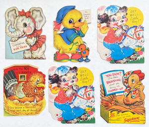 Vintage Die Cut Children's Get Well Cards with Animals (6)