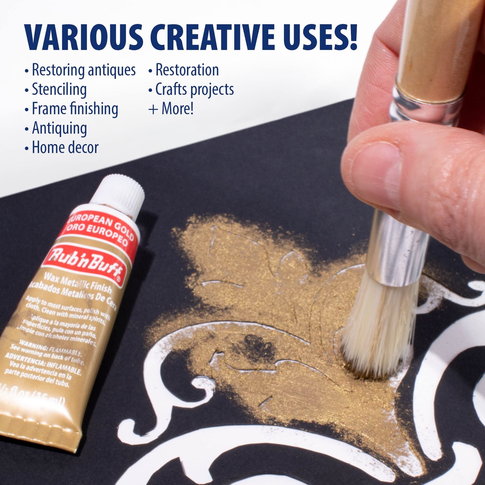 AMACO Rub n Buff Wax Metallic Finish - Rub n Buff European Gold 15ml Tube -