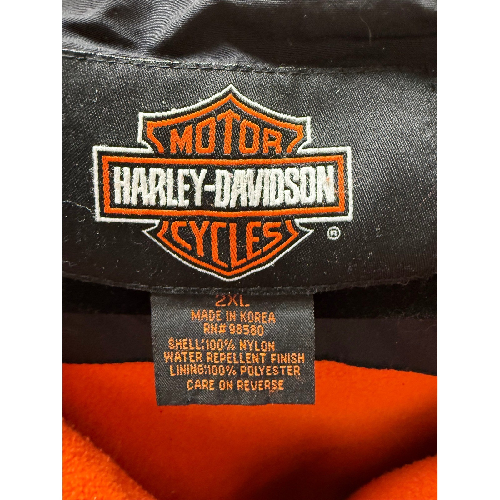 Harley Davidson Screamin Eagle Mens 2XL Black Orange Windbreaker Jacket