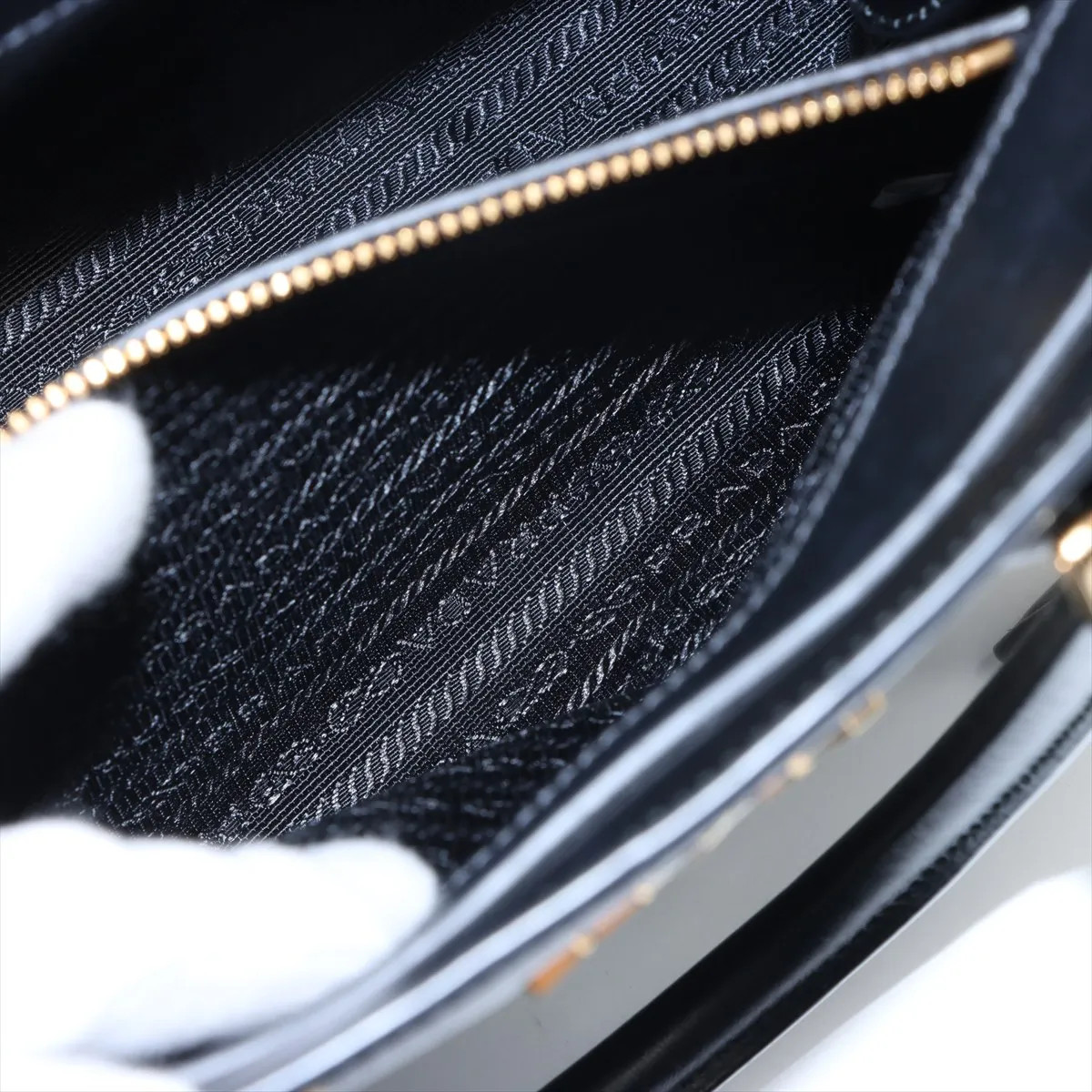 Prada Saffiano Leather 2 Way Handbag Black 1BA113 thumbnail 10