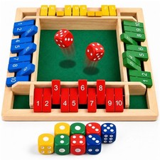 Shut The Box Board Game 4 Player Wooden Dice Math Toy For Kids And Adults