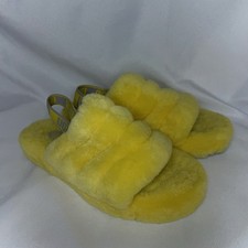 UGG FLUFF YEAH SLIDE WOMEN SANDAL NEON YELLOW Size 4
