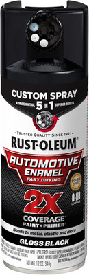 2X Automotive Enamel Custom Spray 5-In-1 Spray Paint, 12 Oz, Gloss Black