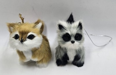World Market Faux Fur Raccoon Chipmunck Animal Kingdom Black Orange White