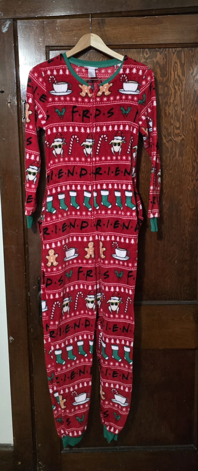 Vintage friends tv show merchandise christmas p. J adult size med one piece pj