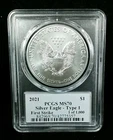 2021  T-1  $1 Silver American Eagle PCGS MS70 First Strike Thomas Cleveland 6448