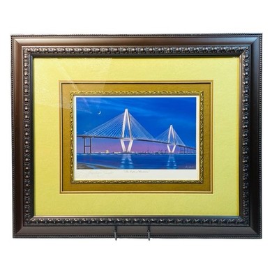 Stephen O Gunter The Lights Of Charleston Signed Matted Framed Print AJR Bridge