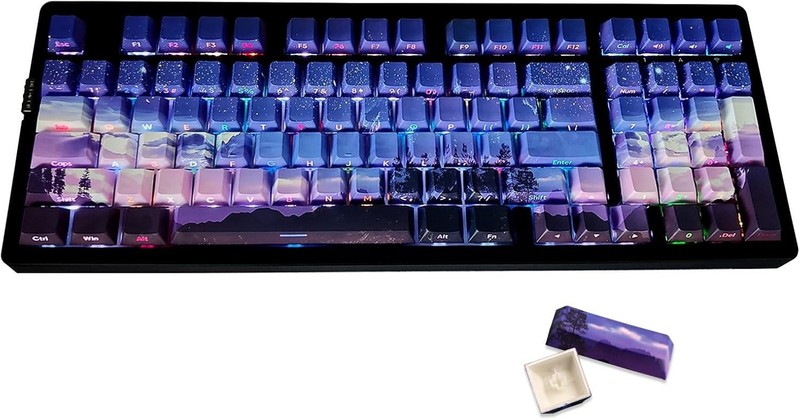 JSJT PBT Keycaps Side-Printed Double Shot 126 Keycap Set Dawn Themed Cherry