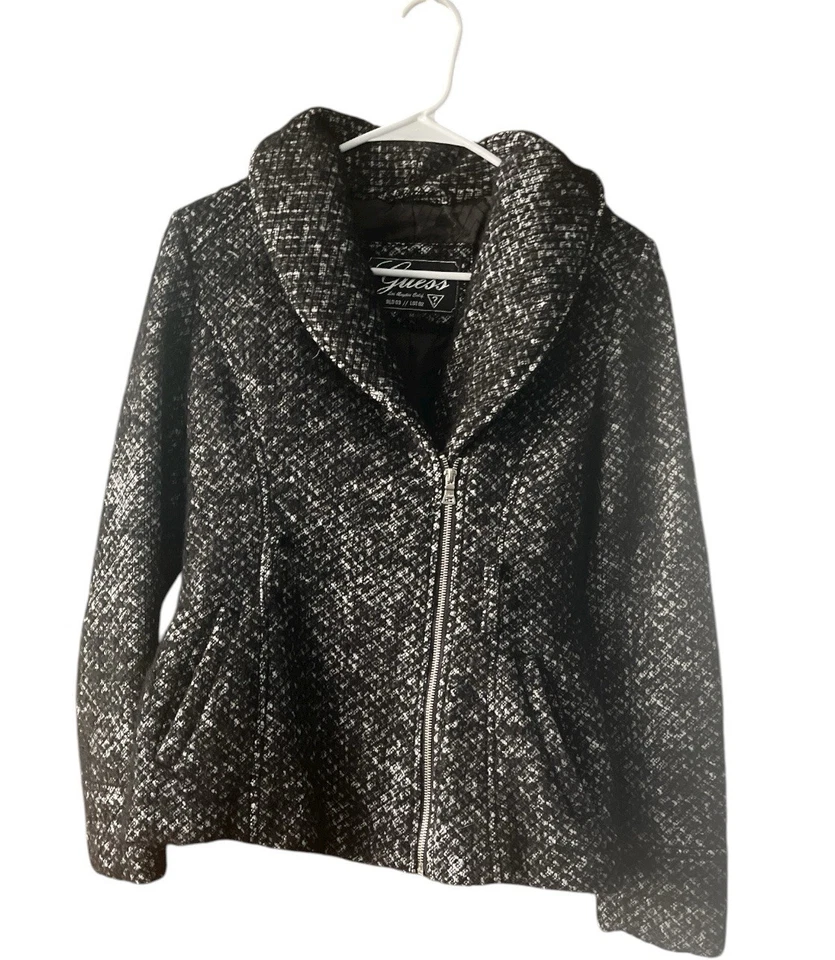 Guess женщин черный Твид куртка M размер - Изображение 2 из 4