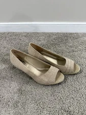Coach and Four Wedges, Canvas, Tan/Cream Color, Espadrilles, 2 inches Wedge