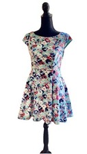AS U WISH Junior’s Size 3 Blue Floral Cap Sleeve Flair Zipper Back Retro Dress