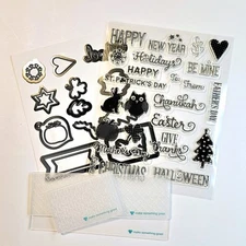 ALL SEASON SENTIMENTS Diamond Press Clear Stamps Dies & Embossing Folder bb194