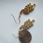 925 Sterling Silver Natural Opal Peacock 2'' Earrings Yellow Gold-Plated — photo 3