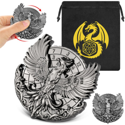 Tragbare Phönix Form Metall 7 in 1 Würfel Roulette Spinnwürfel Rad für RPG