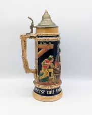 SP Gerz German Beer Stein "Card Playing Peasants" No. 3250, Tall Stein 1.5L