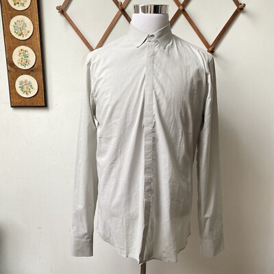 neil barrett dress shirt Neil Barrett Button Up Shirt Mens Sz 39 Slim Fit Colorblock White Black Striped