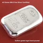 Silver Ingot Bar 40 Grams 999.5 Fine Grade Bullion Investor Quality Hand Poured