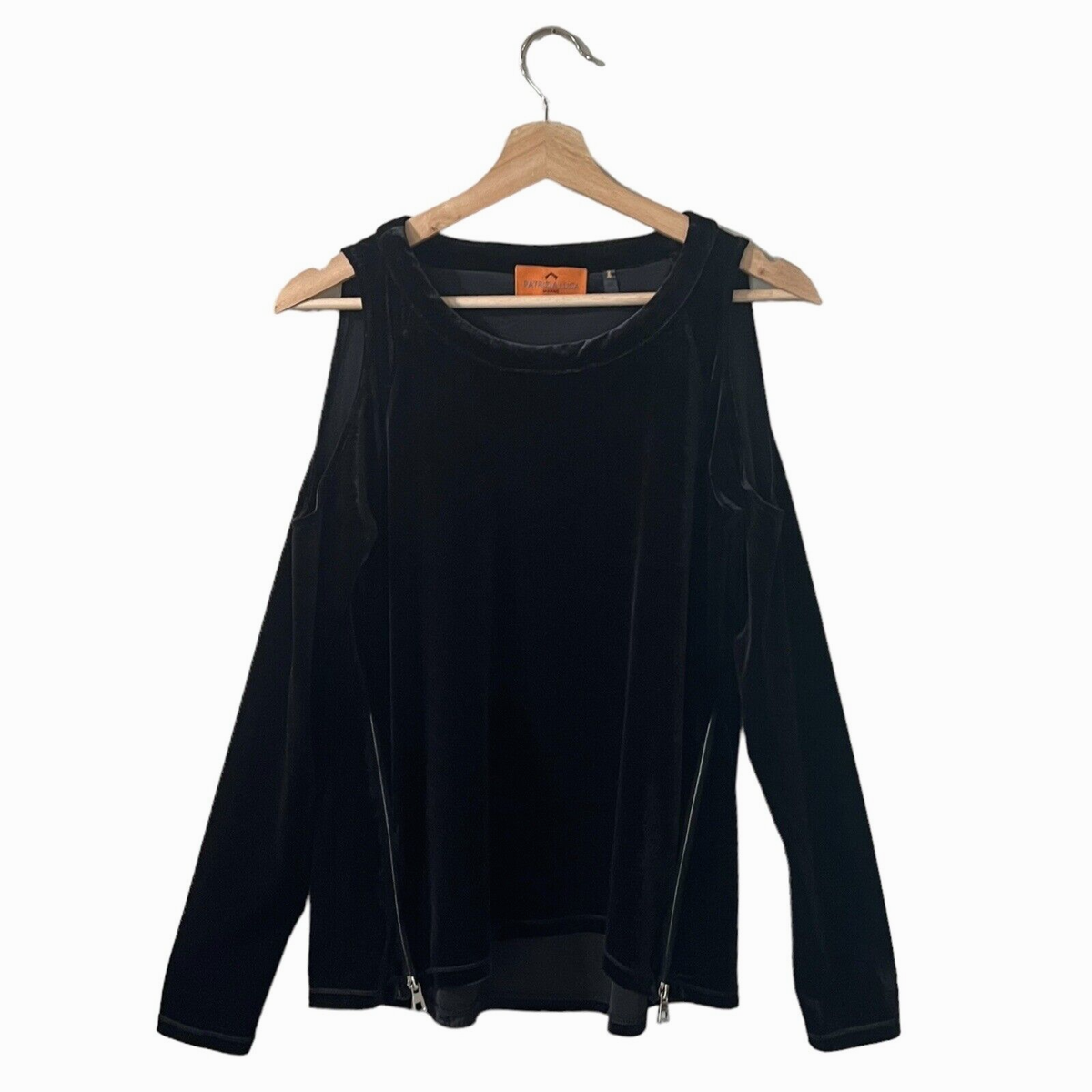 black velvet cold shoulder top