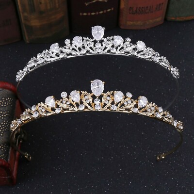 2.6cm Tall CZ Crystal Tiara Crown Wedding Bridal Queen Princess Prom  For Women