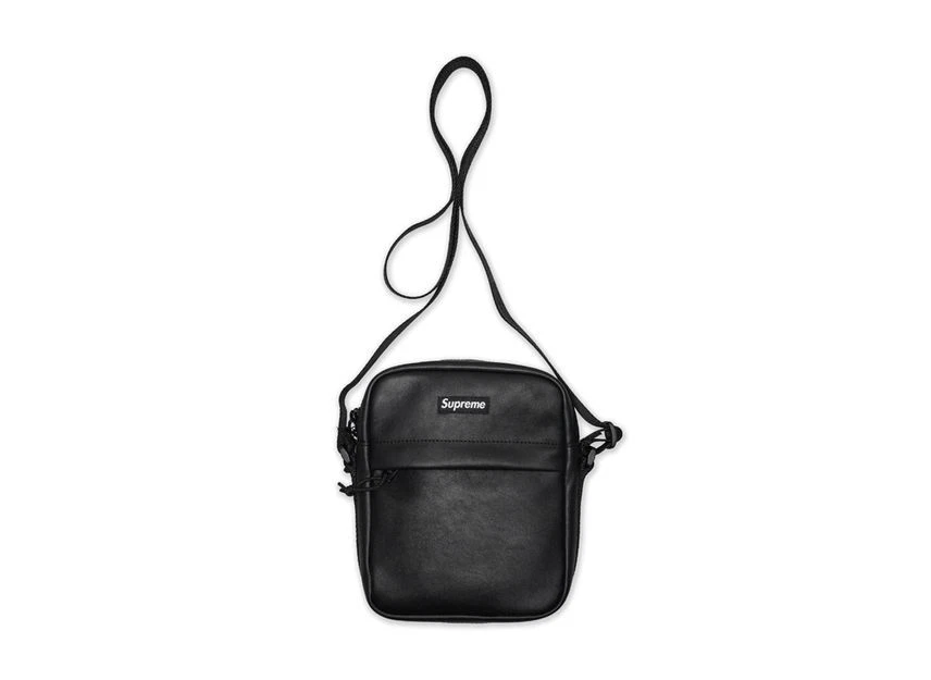 Sac à bandoulière Supreme en cuir noir (24FW)