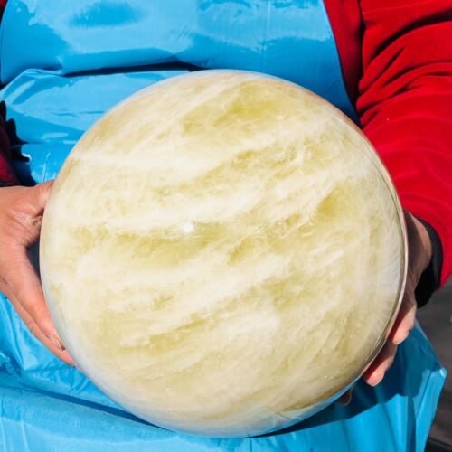 30.36LB Large Natural Yellow Crystal Ball Quartz Citrine Sphere Mineral Healing - Picture 10 of 20