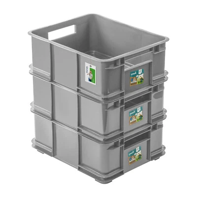 3 x boîte conteneur boîte empilable PAFEN gris 20 L Eco Eurobox boîte empilab... - Photo 1/4
