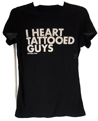 Womens Small I HEART TATTOOED GUYS Tee T-Shirt Black