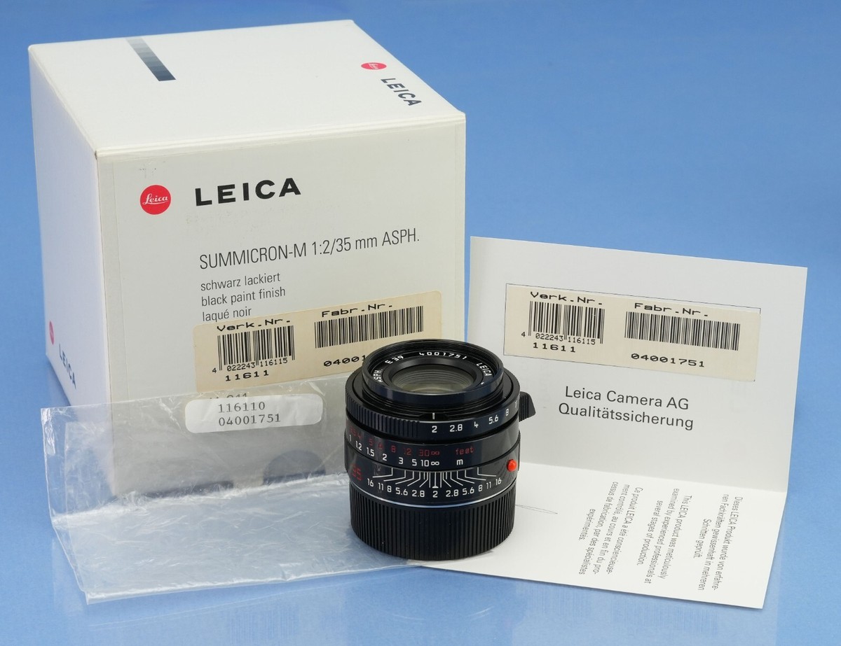 LEICA 35MMM SUMMICRON-M F2 ASPH 11611 BLACK PAINT MILLENNIUM LENS