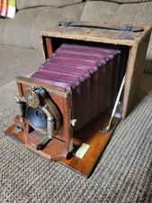 Antique 19th C Rochester Optical Co. Long Focus Premo B Wood Folding Camera