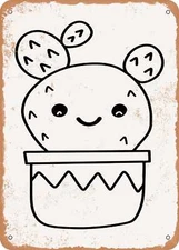 METAL SIGN - Cute Cactus - Vintage Rusty Look