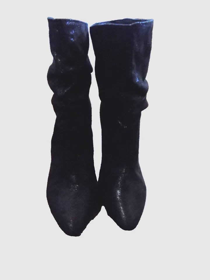 Botas de Moda Report Vera Negras Brillantes Aceleradas 3.25" Tacones Media Pantorrilla SEXY Talla 6.5 Foto 2 de 4