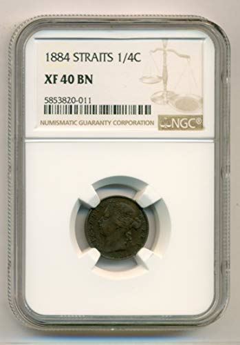 Straits Settlements (Malaysia) Queen Victoria 1884 1/4 Cent XF40 BN NGC