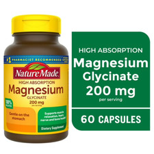 Nature Made Magnesium Glycinate 200 mg Per Serving Capsules, Dietary Supplement