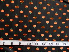 1 yd 100 Cotton Fabric Halloween Black with Neon Orange Pumpkins