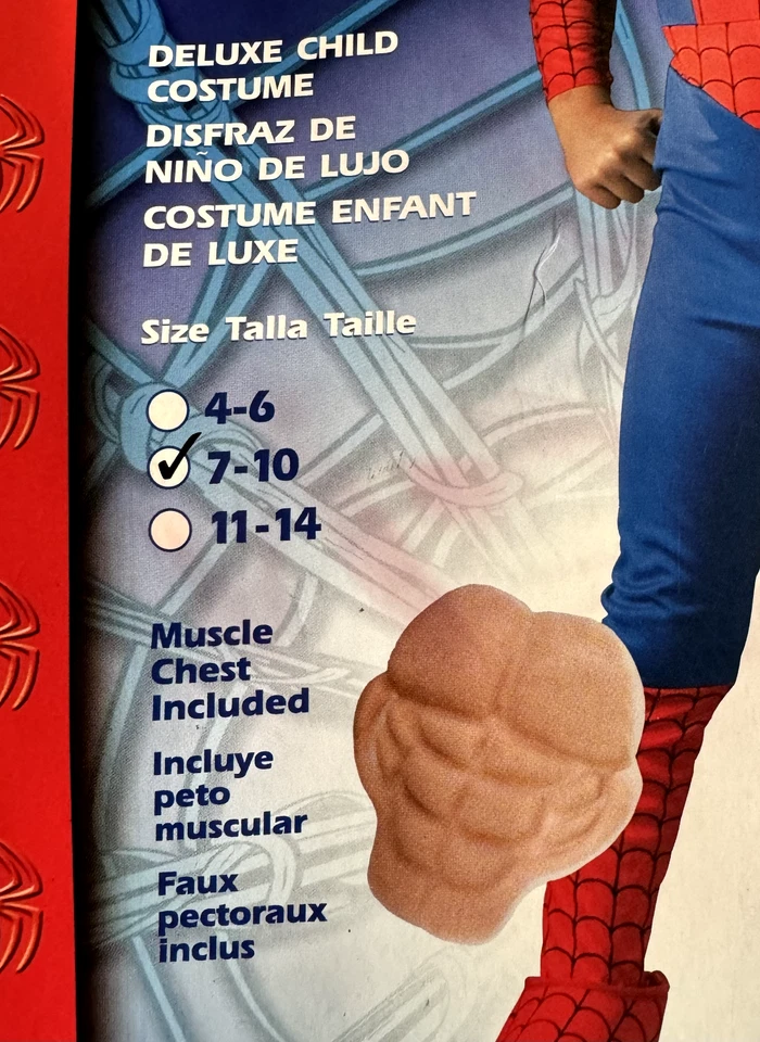 Disfraz Spider Man Deluxe CON Músculos, Talla M (7-10), TOTALMENTE NUEVO Foto 3 de 4
