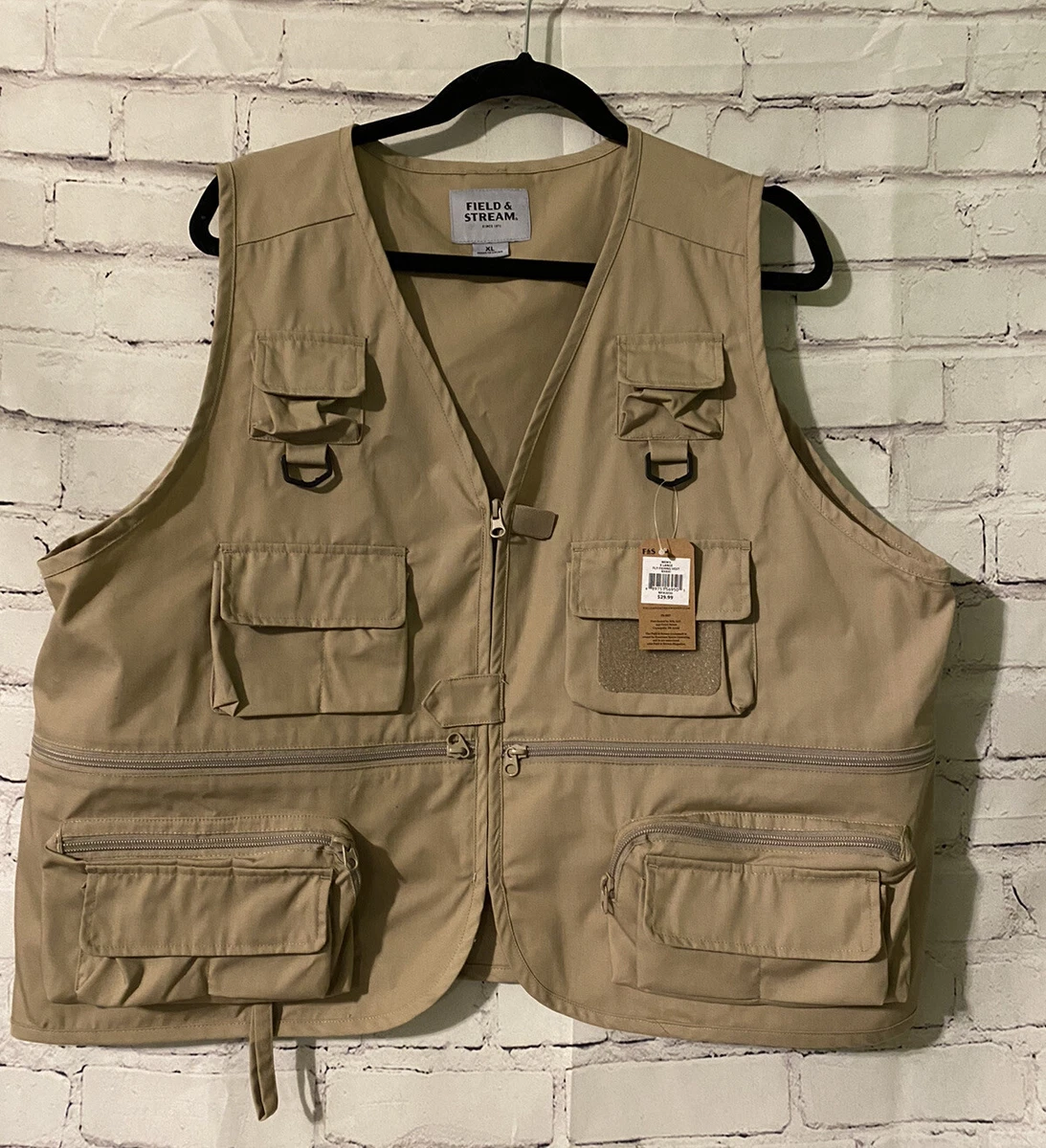 NWT Field & Stream Fly Fishing Vest Size XL Khaki Outdoor Cotton