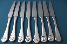 8 Dinner Knives Solid Robert Welch AMMONITE SATIN Stainless Vietnam NEW 9 7/8"