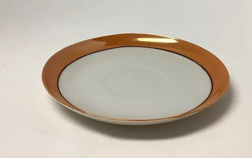 Piattino vintage Lusterware - molto leggero e delicato - bordo arancione e nero - Foto 5 di 5