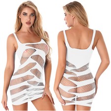 Women's Fishnet Hollow Out Bodycon Dress Babydoll See Through Nightwear Clubwear
